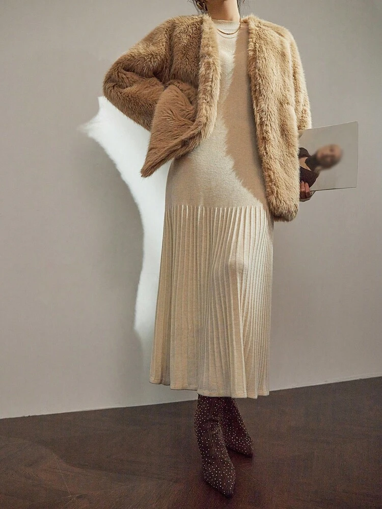 Women's Fashionable & Elegant Faux Fur Jacket, Autumn/Winter Women Coats