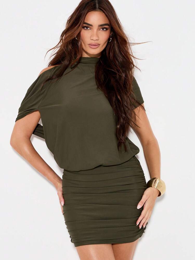 KIZN Draped Halter Neck Backless Bodycon Mini Dress