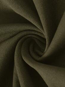 SHEIN BASICS 2件套休闲纯色针织圆领短袖迷你连衣裙（女士） - 軍綠色 - 查看 7