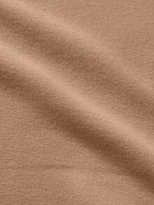 SHEIN Cottnline Men's Letter Printed Drop Shoulder Sweatshirt Streetwear - Camel - View 6