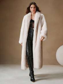 Anewsta New Arrival Elegant Lady Long Coat Chic Thermal Lined Winter Outwear For Women