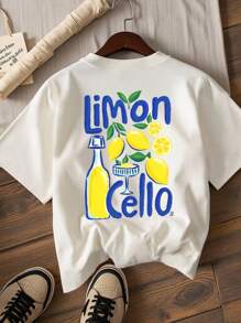 INAWLY 加大码女式柠檬大提琴意大利衬衫、阿马尔菲海岸衬衫、柠檬衬衫、番茄女孩圆领毛衣、时尚、时尚T恤、可爱T恤、送给兄弟姐妹的礼物