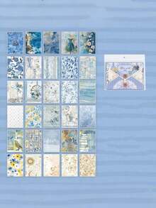 SHEIN 60 张复古主题便笺纸，高容量剪贴簿纸，具有多种复古内容，适用于子弹日记本， - 彩色 - 查看 15