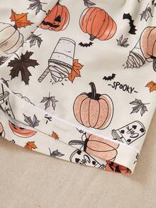 Women's New Halloween Print Button-Up Short Sleeve Shorts Pajama Set Halloween Pajama Pajama Short Set Summer Sleep Wear Sets - Multicolor - View 7