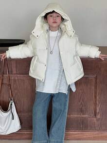 DAZY Tween Boys Padded Coat, Fall - Beige - View 4