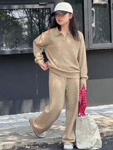 DAZY Tween Girls Knitted Sweater Set, Autumn - Apricot - View 4