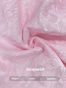 Elenzga 法国新款奢华闪亮纹理提花优雅淑女浪漫甜美优雅优质约会夜设计腰部修身雪纺拼接长袖女衬衫 - 彩色 - 查看 2