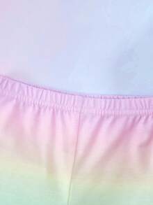 My Little Pony X SHEIN 2 件套年轻女孩休闲可爱马匹印花圆领短袖 T 恤和短裤，夏季 - 彩色 - 查看 6