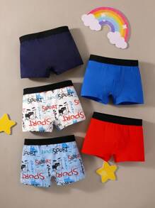 5pcs/Pack Boys Halloween Underwear, Colorful Cute Patterns, Comfortable Cotton Briefs - Multicolor - View 2