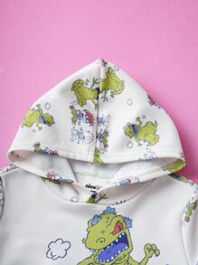 Nick 90s | SHEIN 2 pièces Ensemble décontracté pour bébé garçon, sweat-shirt à capuche à manches longues avec motif de dinosaure mignon et pantalon à cordon, abricot - Multicolore - Voir 6