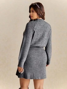 Elaquor 秋冬大码休闲修身针织连衣裙