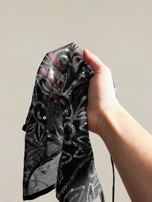 SHEIN ICON Women's Y2K Sexy Sequin Mesh Backless Halter Neck Top Sequin Tank Top Clubbing Tops - Black - View 11