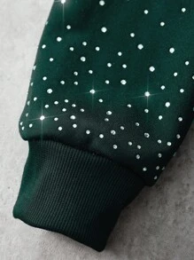 Manfinity Roghcode Manfinity Streetrush Men's Starry Sky Gradient Rhinestone Hoodie Sweatshirt,Green,Autumn,Sequin,Streetwear,Rave Sparkly Embellished Fall Winter - Dark Green - View 2