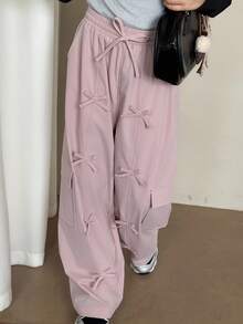 Hapijoa Tween Girls' Casual Bowknot Cargo Pants - Pink - View 5