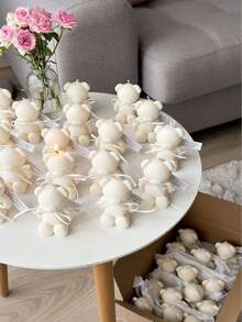 创意迷你熊形硅胶模具 - 生活艺术创作器，硅胶材质，易于拆卸和清洁，专为蜡烛制作、石膏雕塑和创意绘画而设计。重返校园。 - 白色 - 查看 7