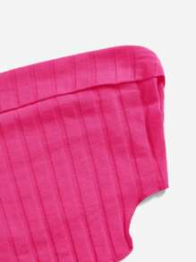 SHEIN EZwear 不對稱下擺短款抹胸上衣 - 玫紅色 - 查看 5