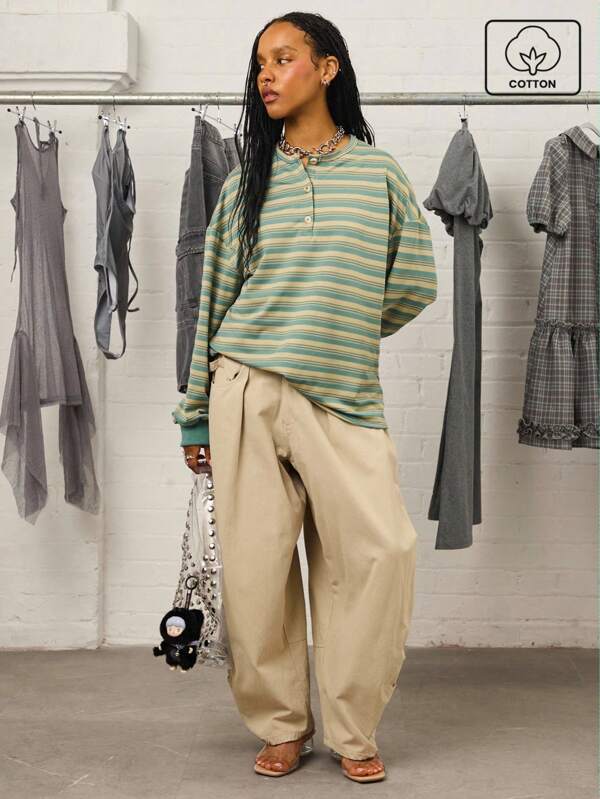 COUREZ Pantalones holgados de tiro bajo con detalle de hebilla, ropa de otoño unisex Y2K para mujeres, atuendos de salida y streetwear