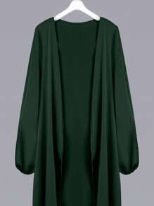 Al Najma عباءة نسائية بأكمام فانوس بلون واحد، بطراز عربي، عباءة ماكسي كاجوال للاستخدام اليومي أو المنزلي