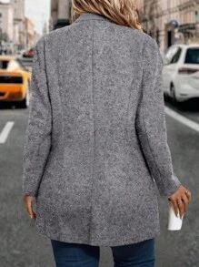 EMERY ROSE Plus Size Women Autumn/Winter Single Breasted Long Sleeve Long Casual Jacket Fall Cloth For Women - Grey - View 2