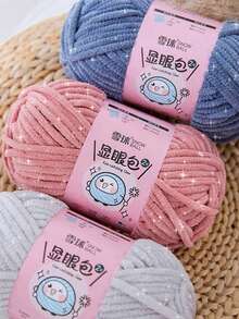 1 Roll, 57m/50g Lurex & Chenille Eyelash Yarn, Suitable For DIY Scarves, Blankets, Dolls And Other Knitting Projects, 100% Polyester - Multicolor - View 10