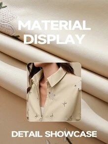 Anewsta Casual Fashion Versatile Long Sleeve Zip-Up Embroidered Short Women Leather Jacket - Apricot - View 4