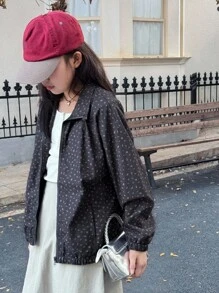 Dazy Kids 女童满身印花夹克，秋装 - 藏蓝色 - 查看 4