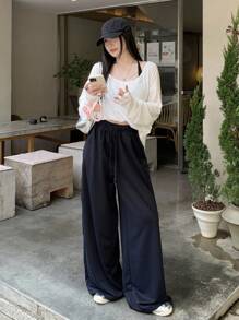 DAZY Women's Loose Cinched Waist & Hem Butterfly Embroidery Decor Casual Streetwear Pants Sweatpants