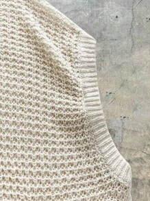 SWAVVY Men's Solid Color Sleeveless Knit Top, Polo Shirt For Summer,Vacation - Beige - View 4