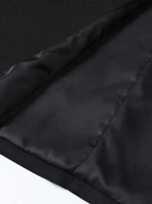 Manfinity Bizformal 男士纯色翻领长袖夹克和裤子休闲西装套装，时尚 - 黑色 - 查看 6