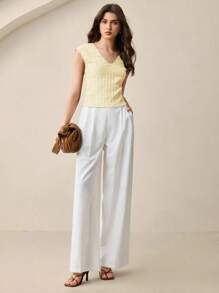 BizChic 2025 秋冬新款 V 领露肩纹理针织女上衣，现代优雅都市商务休闲办公装，适合约会、派对、郊游、机场、浪漫乡村音乐会、韩式、机场、婚礼嘉宾、生日、万圣节、圣诞节