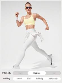 GLOWMODE Square-Neck Sports Bra Medium Impact Jogging Gym Training Daily Quick Dry Moisture Wicking  Spring Summer - Butter Yellow - View 6