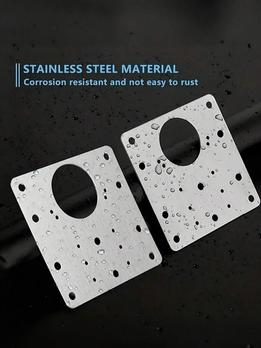 4pcs/8pcs Stainless Steel Cabinet Hinge Repair Kit - Easily Fix Cupboard Doors With Flat Brackets And Screws