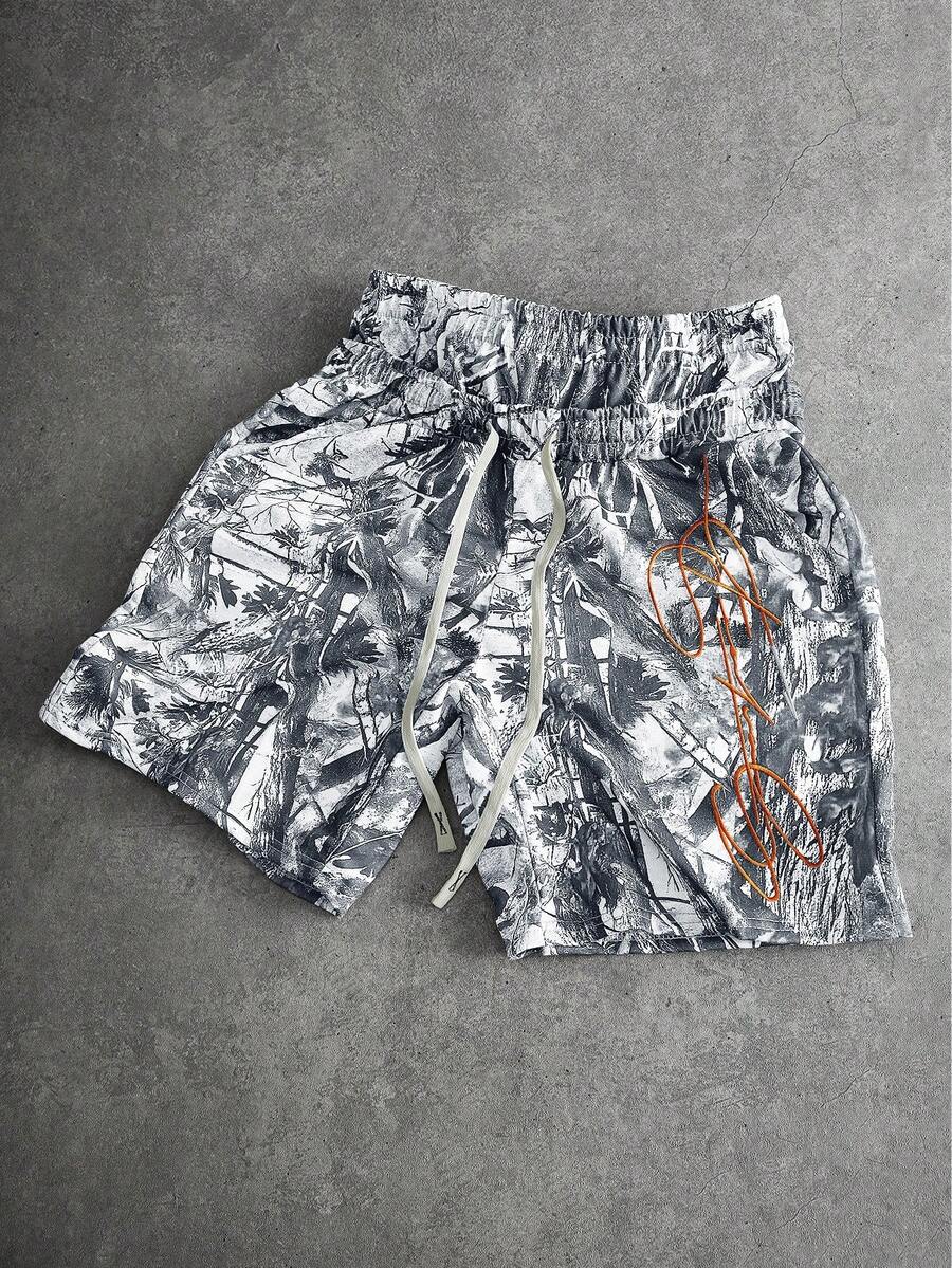 Manfinity Roghcode Manfinity Streetrush Men's 2 In 1 Camouflage Embroidered Shorts - Multicolor - View 1