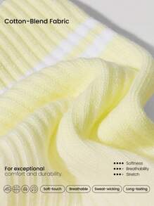 GLOWMODE 3 đôi tất cotton kẻ sọc cổ điển, mềm mại, thoáng khí, chất liệu lưới với logo dệt jacquard, thích hợp cho tập luyện, mặc hàng ngày và mùa thu đông. - Nhiều màu - Xem 4