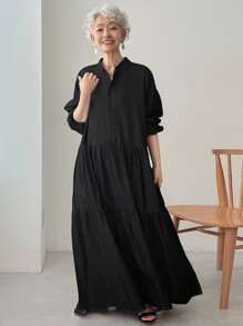 FRIFUL Women's Casual Washed Long Denim Dress