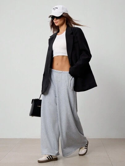 Hanevo 女士休闲纯色阔腿运动裤运动秋季女装