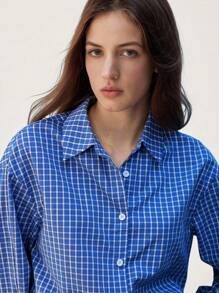 Maija Chemise à carreaux à manches longues décontractée et pratique pour femmes