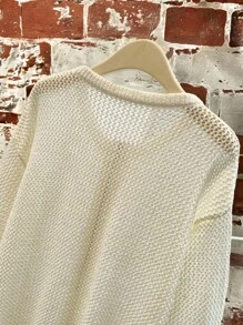 Claim Dot Men's Plain Drop Shoulder Long Sleeve Zipper Front Casual Cardigan - White - View 6