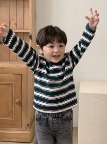 Hapijoa Baby Boys' Striped Casual Long Sleeve Top, Spring/Autumn,Toddler Fall Clothes