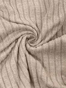 SHEIN Koszulka damska w ciąży z okrągłym dekoltem i długim rękawem, w kontrastowym kolorze, prążkowana, casualowa