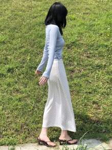 DAZY 2pcs Knitted Cover Up With Spaghetti Strap Shawl Collar Lightweight Cover Up Set For Women - Blue - View 7