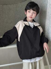 DAZY 秋季大码男童宽松休闲拼色夹克