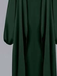 Al Najma عباءة نسائية بأكمام فانوس بلون واحد، بطراز عربي، عباءة ماكسي كاجوال للاستخدام اليومي أو المنزلي