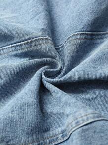 SHEIN Pregnant Women's Single-Breasted Casual Denim Vest With Pockets - Blue - View 7