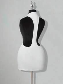 SHEIN ICON Váy ngắn hở lưng gợi cảm, đơn sắc, dáng chữ thập - trắng - Xem 2