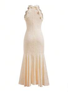 Anewsta Pleated Texture Women Long Dress, Spring/Summer Outfits - Apricot - View 12