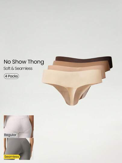 GLOWMODE 4 Pacotes de Calcinhas Tipo Tanga Respiráveis, Leves, Que Absorvem Suor, de Cintura Baixa e Sem Costura, Ideais para Uso Diário e Exercícios