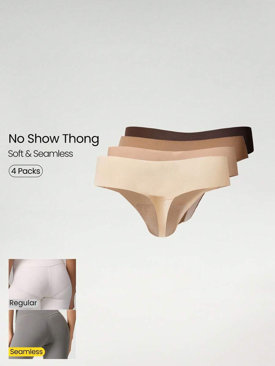 GLOWMODE 4条装轻薄透气吸汗低腰无缝隐形丁字裤日常健身内裤 - 彩色 - 查看 1