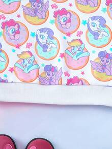 My Little Pony X SHEIN 年轻女孩休闲可爱马匹印花圆领运动衫 - 彩色 - 查看 5