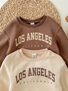 SHEIN 2 Stücke Baby Mädchen süßer Buchstaben Grafik Kapuzenpullover, Lässig für Herbst/Winter